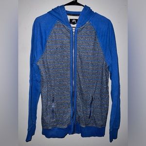 Rock and Republic blue and gray striped medium zip up hoodie